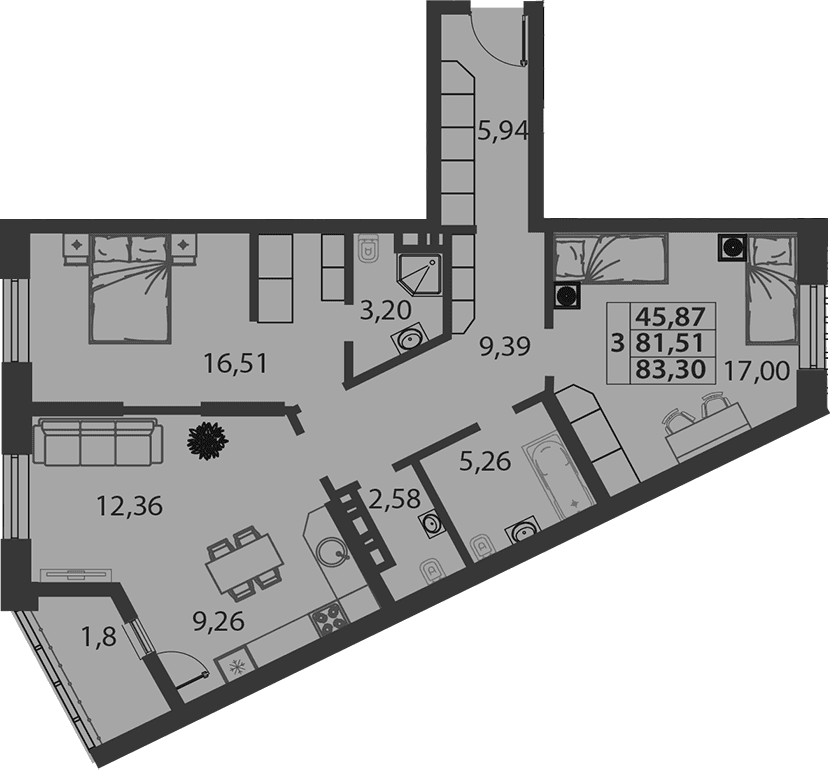 Продается 3-комн. квартира, 81.5 м²