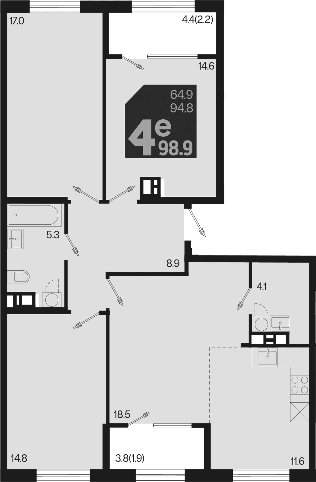 Продается 4-комн. квартира, 94.8 м²