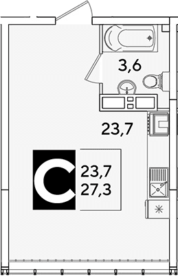 Продается 1-комн. квартира, 27.3 м²