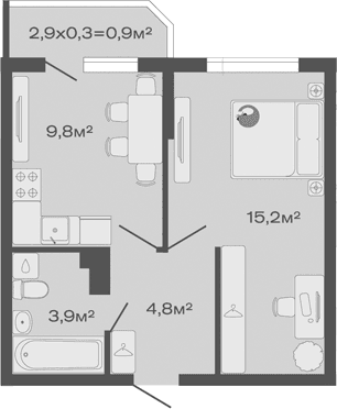 Продается 1-комн. квартира, 33.7 м²