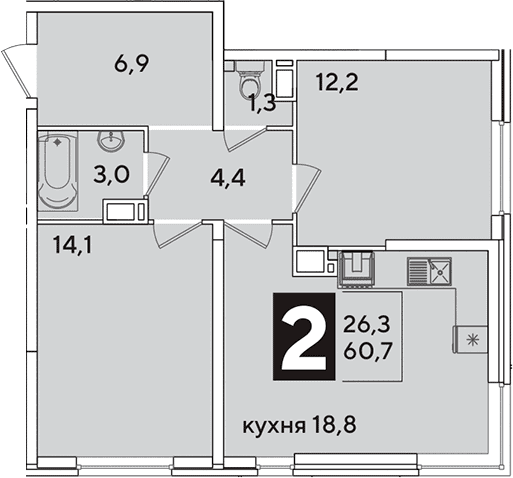 Продается 3-комн. квартира, 60.7 м²