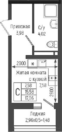 Продается 1-комн. квартира, 15.58 м²