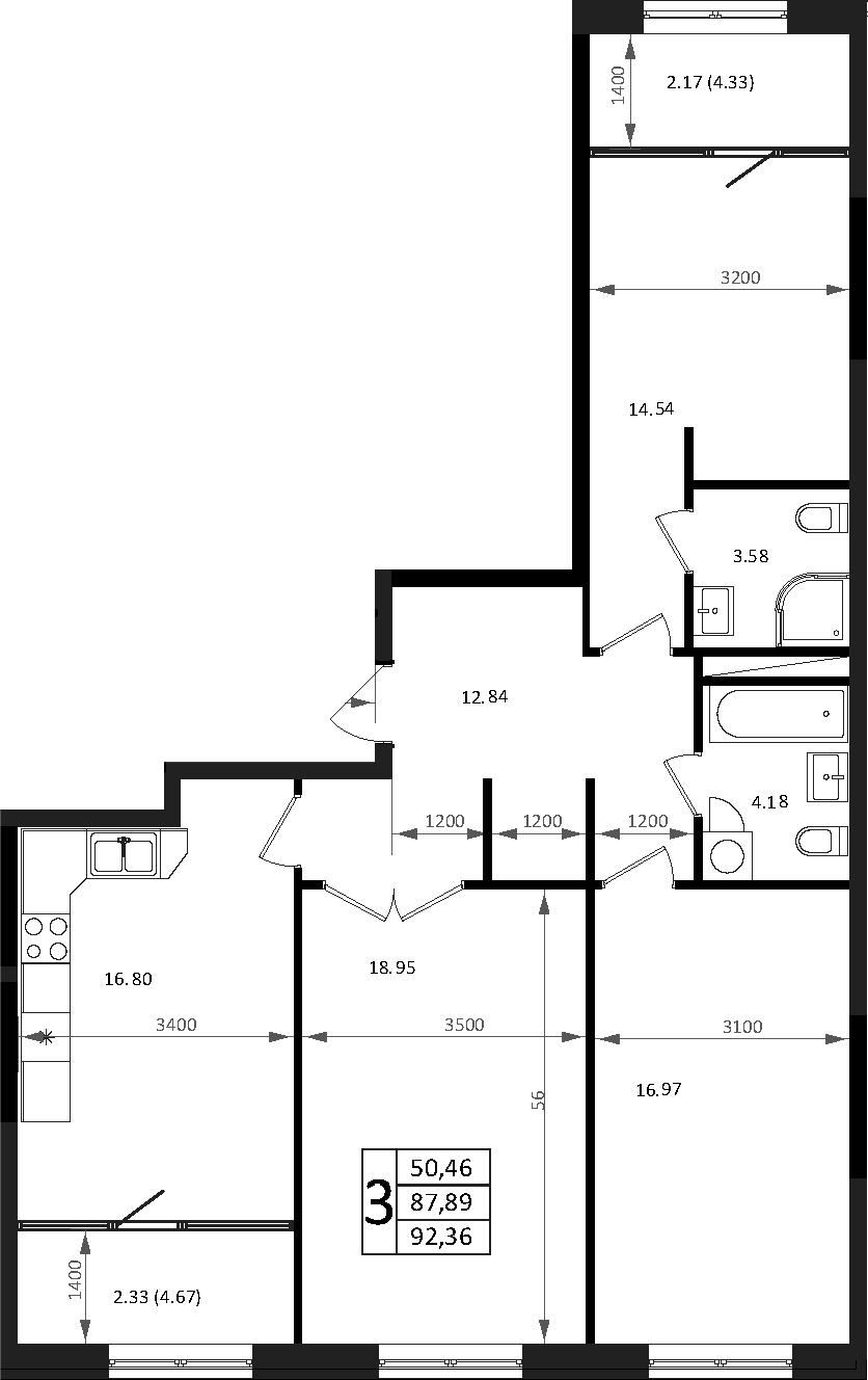 Продается 4-комн. квартира, 87.86 м²