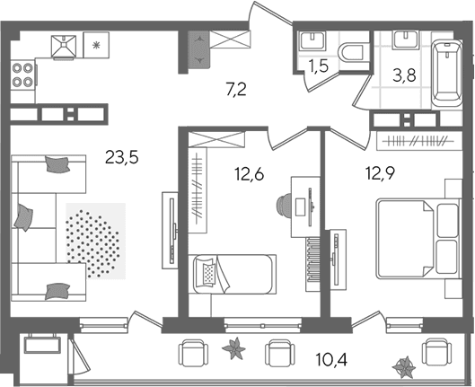 Продается 3-комн. квартира, 61.5 м²