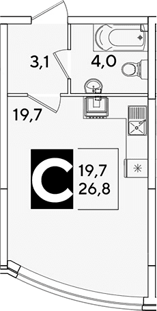 Продается 1-комн. квартира, 26.8 м²