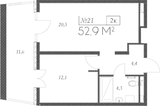 Продается 2-комн. квартира, 41.3 м²