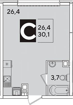 Продается 1-комн. квартира, 30.1 м²