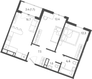 Продается 3-комн. квартира, 55.9 м²