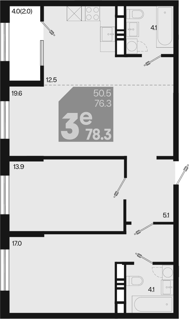 Продается 3-комн. квартира, 76.3 м²
