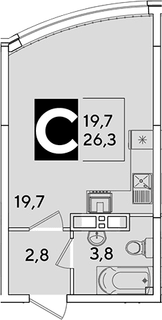 Продается 1-комн. квартира, 26.3 м²
