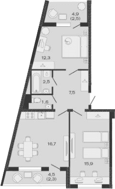 Продается 2-комн. квартира, 56.5 м²