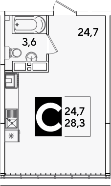 Продается 1-комн. квартира, 28.3 м²