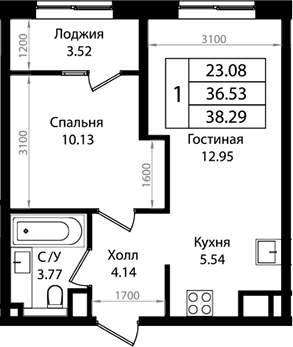 Продается 2-комн. квартира, 36.78 м²