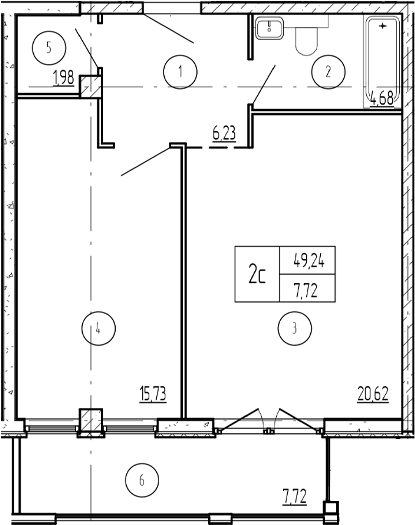 Продается 2-комн. квартира, 49.31 м²