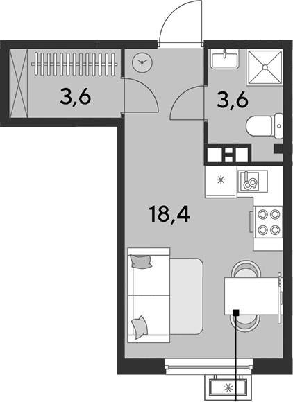 Продается 1-комн. квартира, 25.6 м²