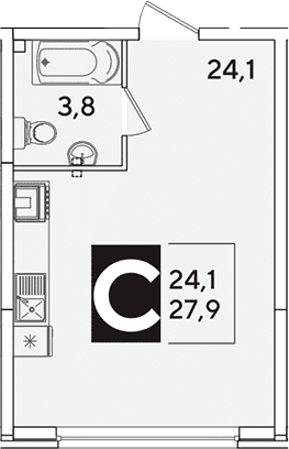 Продается 1-комн. квартира, 27.9 м²