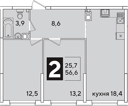 Продается 3-комн. квартира, 56.6 м²