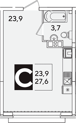 Продается 1-комн. квартира, 27.6 м²