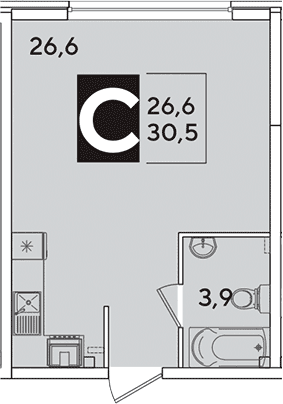 Продается 1-комн. квартира, 30.5 м²