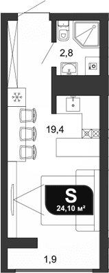 Продается 1-комн. квартира, 22.2 м²