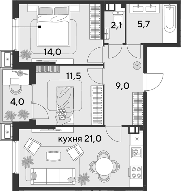 Продается 3-комн. квартира, 63.3 м²
