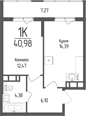 Продается 1-комн. квартира, 37.34 м²
