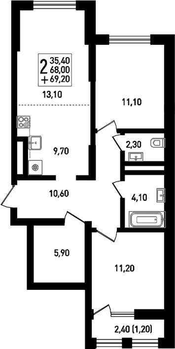 Продается 3-комн. квартира, 69.2 м²