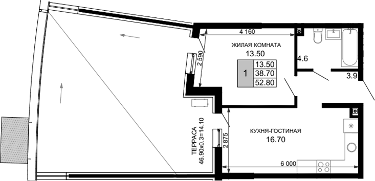 Продается 2-комн. квартира, 38.7 м²