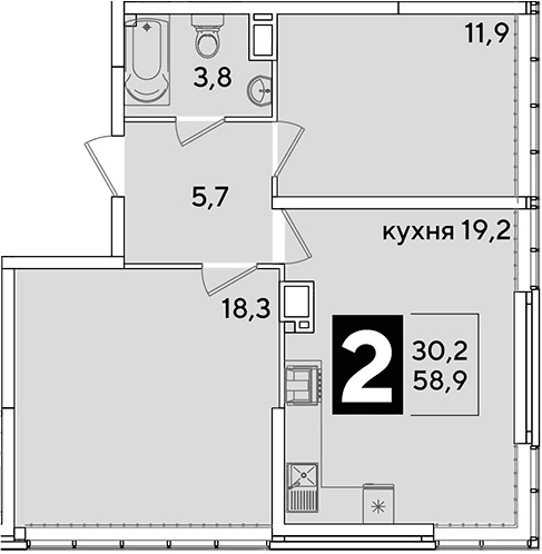 Продается 3-комн. квартира, 58.9 м²