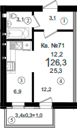 Продается 1-комн. квартира, 25.3 м²