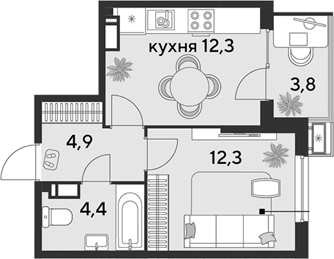 Продается 1-комн. квартира, 33.9 м²