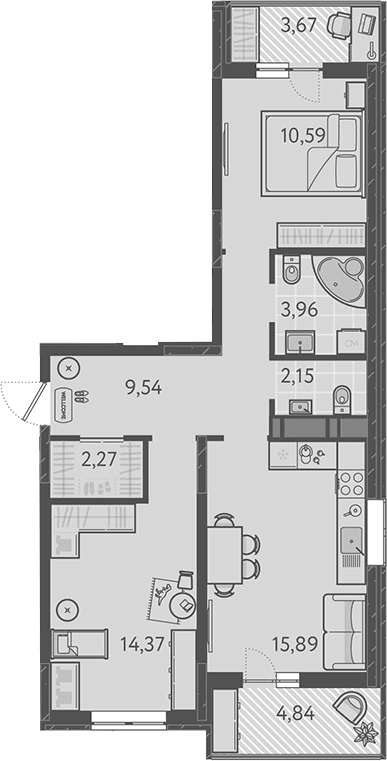 Продается 3-комн. квартира, 58.77 м²