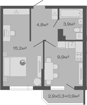 Продается 1-комн. квартира, 33.8 м²