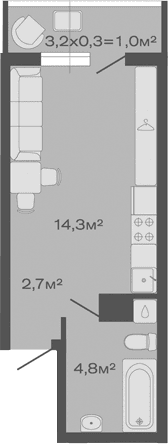 Продается 1-комн. квартира, 21.8 м²