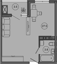 Продается 1-комн. квартира, 31.3 м²