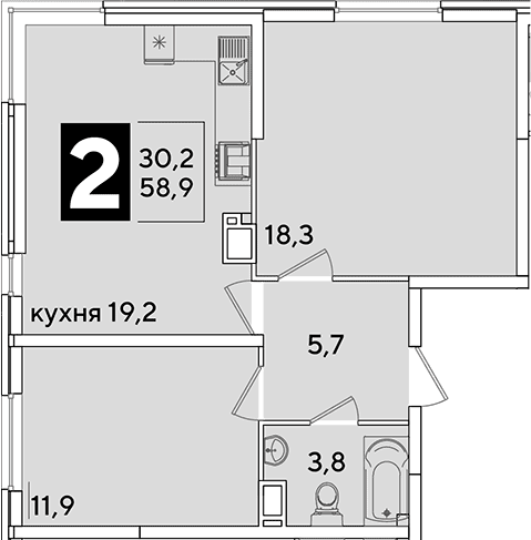 Продается 3-комн. квартира, 58.9 м²