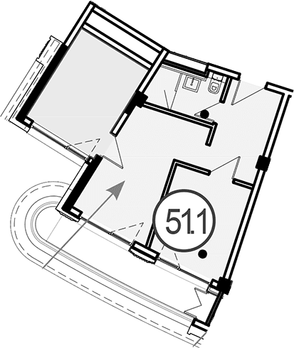 Продается 1-комн. квартира, 51.1 м²