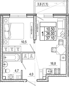 Продается 2-комн. квартира, 36 м²