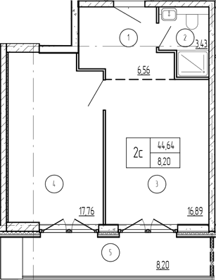 Продается 1-комн. квартира, 50.38 м²
