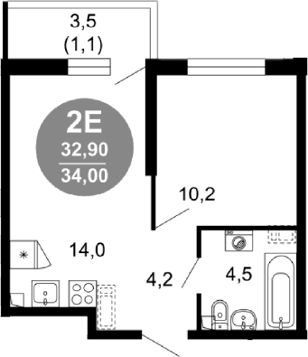 Продается 2-комн. квартира, 32.9 м²