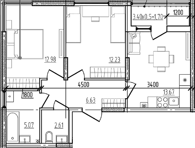Продается 3-комн. квартира, 53.19 м²
