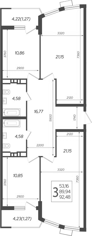 Продается 3-комн. квартира, 89.94 м²