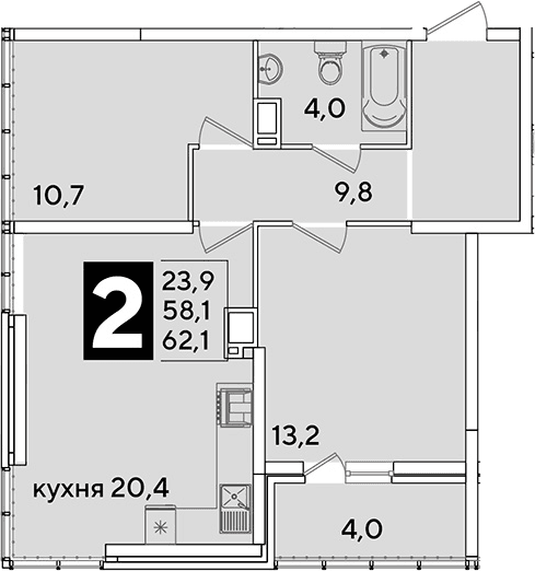 Продается 3-комн. квартира, 58.1 м²