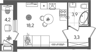 Продается 1-комн. квартира, 25.4 м²