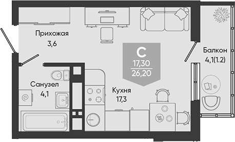 Продается 1-комн. квартира, 25 м²