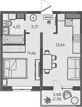 Продается 2-комн. квартира, 34.9 м²