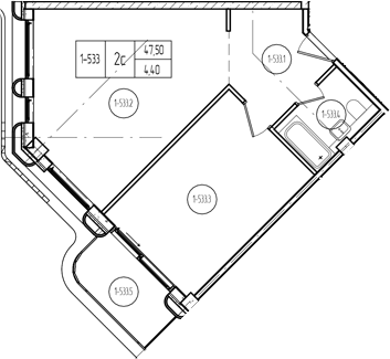 Продается 1-комн. квартира, 47.56 м²