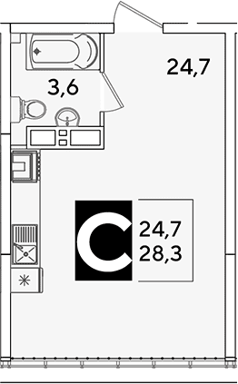 Продается 1-комн. квартира, 28.3 м²
