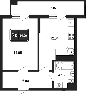 Продается 1-комн. квартира, 37.42 м²
