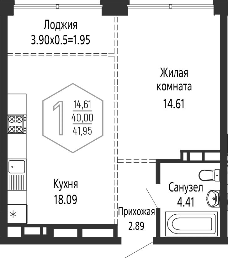 Продается 1-комн. квартира, 40 м²